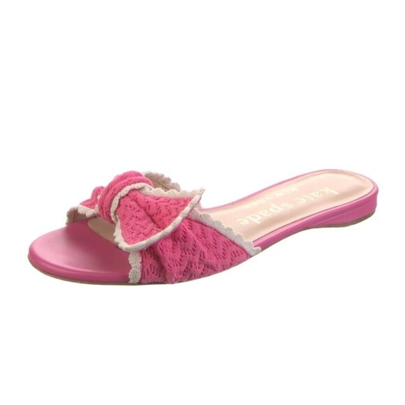 Kate Spade New York Tango Crochet Bow Pink Slides Sz.7.5 B - Picture 4 of 10